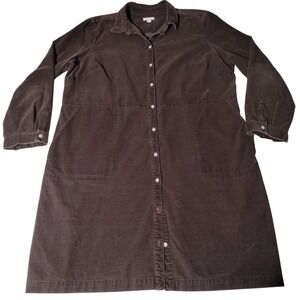 JJill Corduroy Shirt Dress Brown Button Front L/S Pockets XL - Missing Button